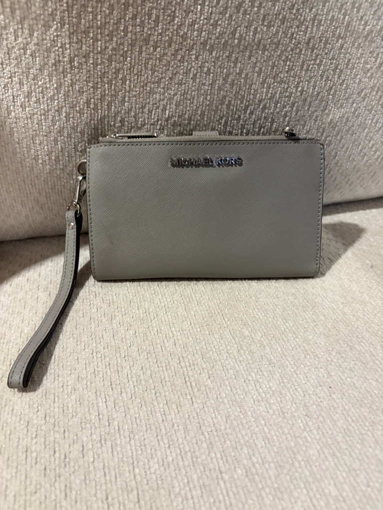 Michael Kors Light Gray Saffiano Leather Wristlet